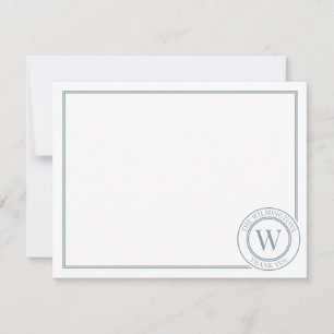 Preppy Family Initial Ocean Green Thank You Card