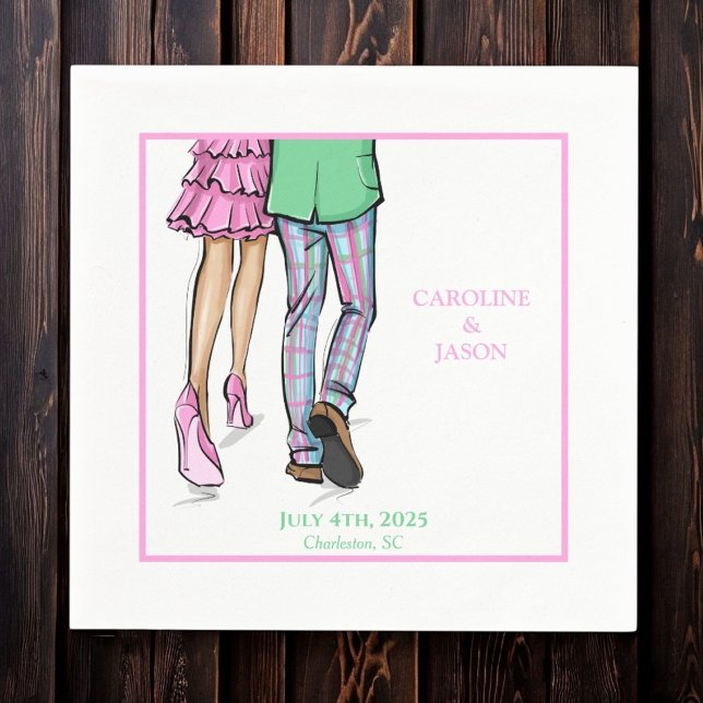 Preppy Fashion Couple Shower Wedding  Napkin (Creator Uploaded)