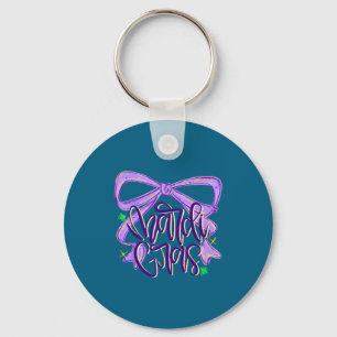 Preppy Fat Tuesday Mardi Gras Coquette Bow Women G Key Ring
