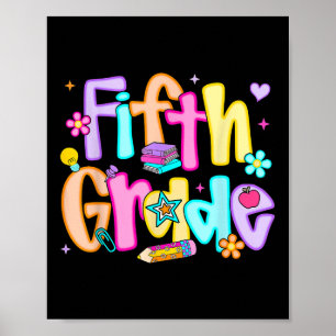 Preppy Fifth Grade Back To School 5th Grade Teache Poster