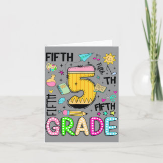 Preppy Fifth Grade Back To School Pencil Student Card