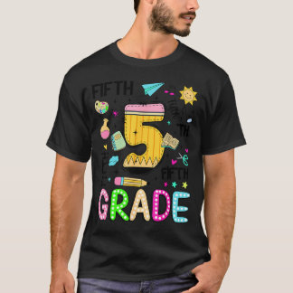 Preppy Fifth Grade Back To School Pencil Student T-Shirt