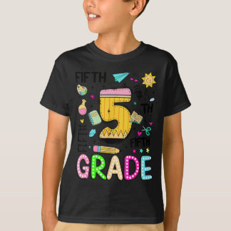 Preppy Fifth Grade Back To School Pencil Student T-Shirt