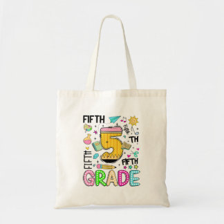 Preppy Fifth Grade Back To School Pencil Student Tote Bag