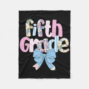 Preppy Fifth Grade Teacher Blue Floral Coquette Pe Fleece Blanket