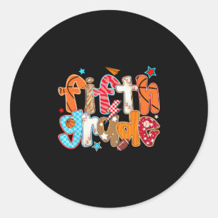 Preppy Fifth Grade Teacher Team Crew Ck To School Classic Round Sticker