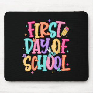 Preppy First Day Of School Teacher Girls Kids Back Mouse Mat