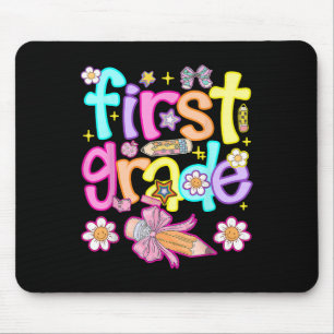 Preppy First Grade Back To School 1st Grade Girl B Mouse Mat