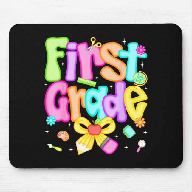 Preppy first grade back to school 1st grade mouse mat (Front)
