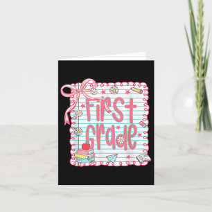 Preppy First Grade Back To School Coquette 1st Gra Card