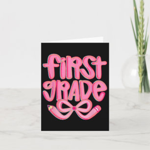 Preppy First Grade Back To School Coquette Bow Tea Card