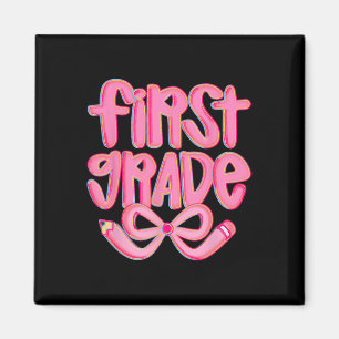 Preppy First Grade Back To School Coquette Bow Tea Magnet
