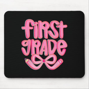 Preppy First Grade Back To School Coquette Bow Tea Mouse Mat