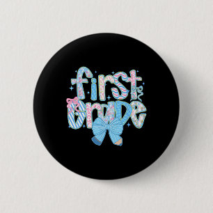 Preppy First Grade Back To School Floral Teachers 6 Cm Round Badge