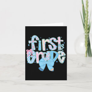 Preppy First Grade Back To School Floral Teachers Card
