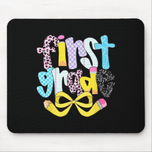 Preppy First Grade Retro Chequered Teacher Back To Mouse Mat