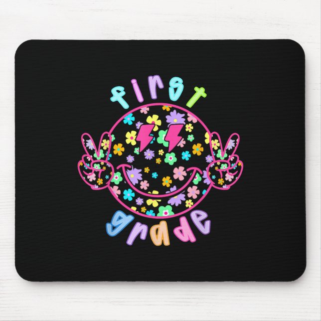 Preppy First Grade Smile Face Back To School Boy G Mouse Mat (Front)