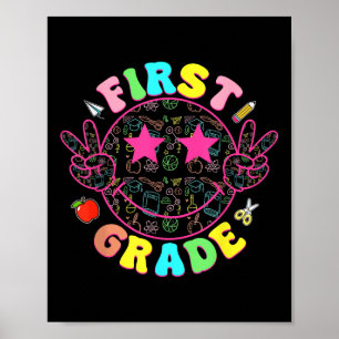 Preppy First Grade Smile Face Back To School Boy G Poster