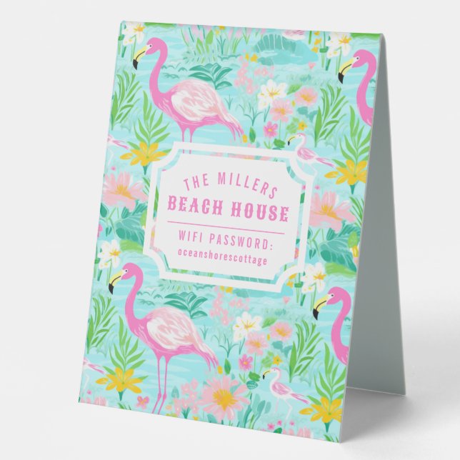 Preppy Flamingo Beach House Wifi Password (Front)