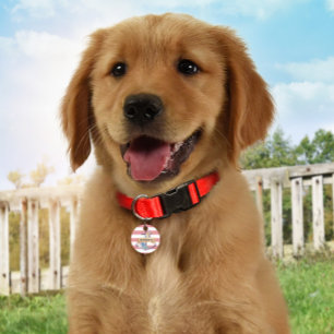 Preppy Floral Anchor Monogram ID Dog Tag