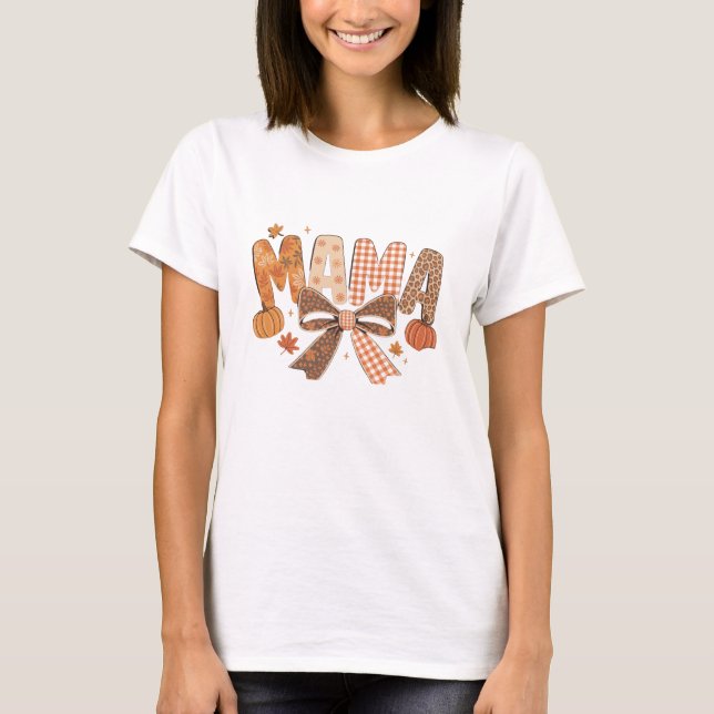 Preppy Floral Fall Mama T-Shirt (Front)