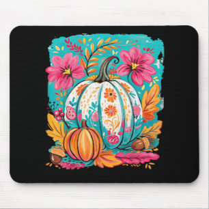 Preppy Floral Fall Pumpkin Autumn Thanksgiving Coz Mouse Mat