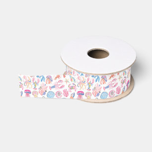 Preppy Floral Ocean Sealife Grosgrain Ribbon