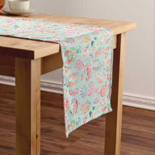 Preppy Floral Ocean Sealife Short Table Runner
