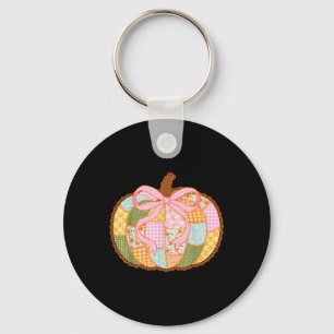 Preppy Floral Patchwork Pumpkin Coquette Lace Fall Key Ring