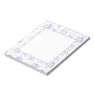 Preppy Floral Ribbon Bows Grandmillennial Notepad