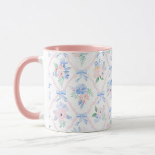 Preppy floral ribbonerie watercolor flowers bows mug