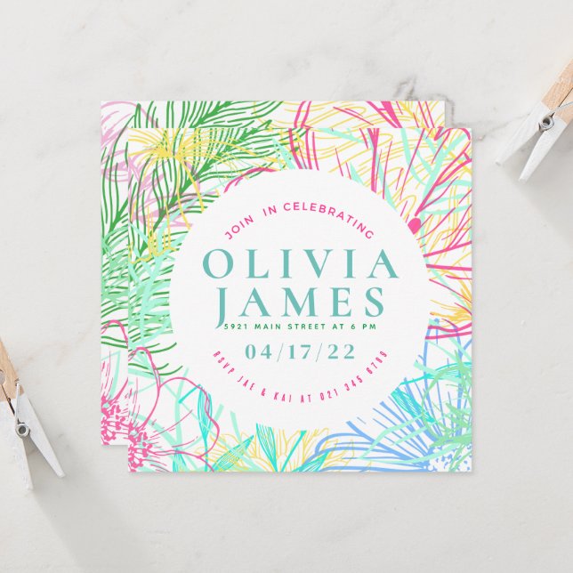 Preppy Floral Special Occasion Invitation (Front/Back In Situ)