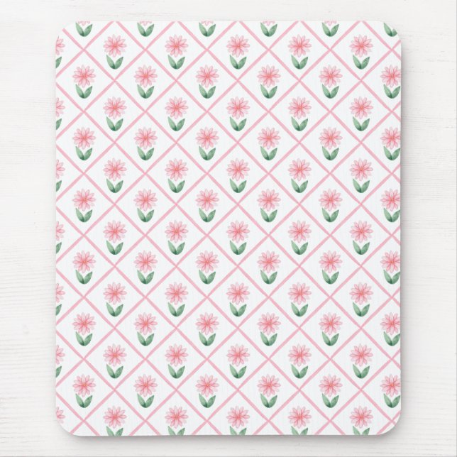 Preppy floral trellis grandmillenial mouse mat (Front)