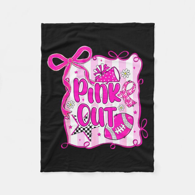 Preppy Football Nk Out Coquette Breast Cancer Chee Fleece Blanket (Front)