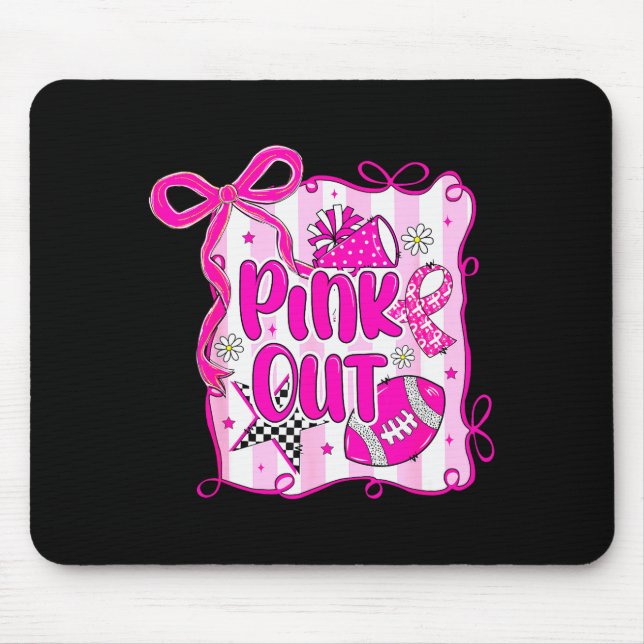 Preppy Football Nk Out Coquette Breast Cancer Chee Mouse Mat (Front)