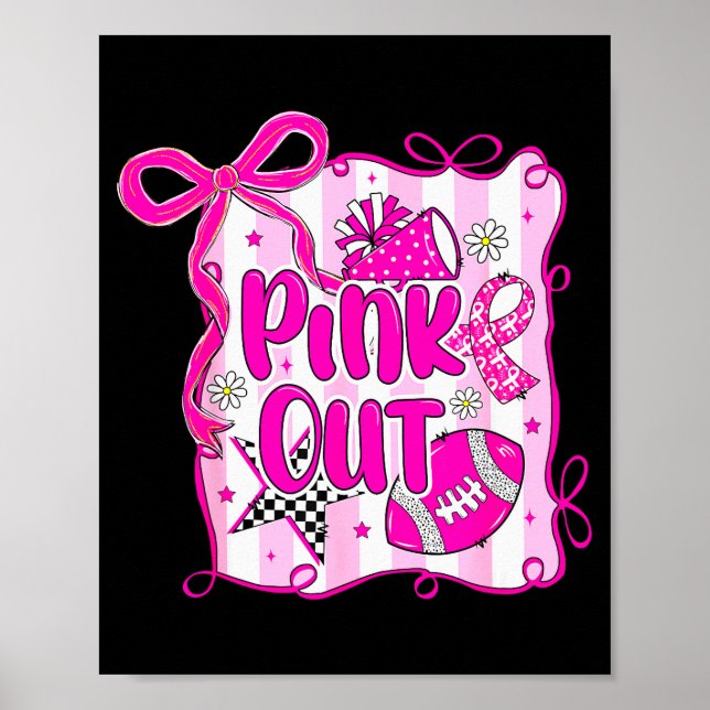 Preppy Football Nk Out Coquette Breast Cancer Chee Poster (Front)