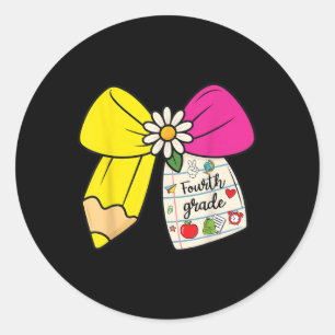 Preppy Fourth Grade Back To School 4th Grade Teach Classic Round Sticker