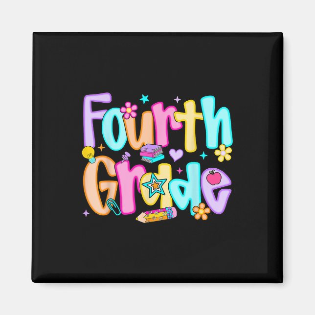 Preppy Fourth Grade Back To School 4th Grade Teach Magnet (Front)