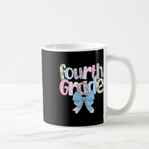 Preppy Fourth Grade Teacher Blue Floral Coquette P Coffee Mug