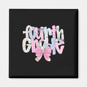 Preppy Fourth Grade Teacher Blue Floral Coquette P Magnet