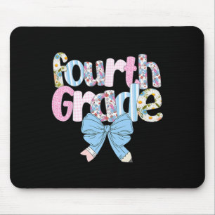 Preppy Fourth Grade Teacher Blue Floral Coquette P Mouse Mat
