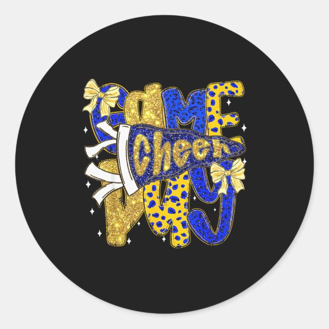 Preppy Game Day Football Mom Pennant Flag Cheer Bl Classic Round Sticker (Front)