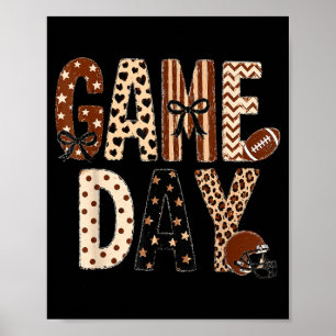 Preppy Game Day Football Mum Mama Touch Down Poster