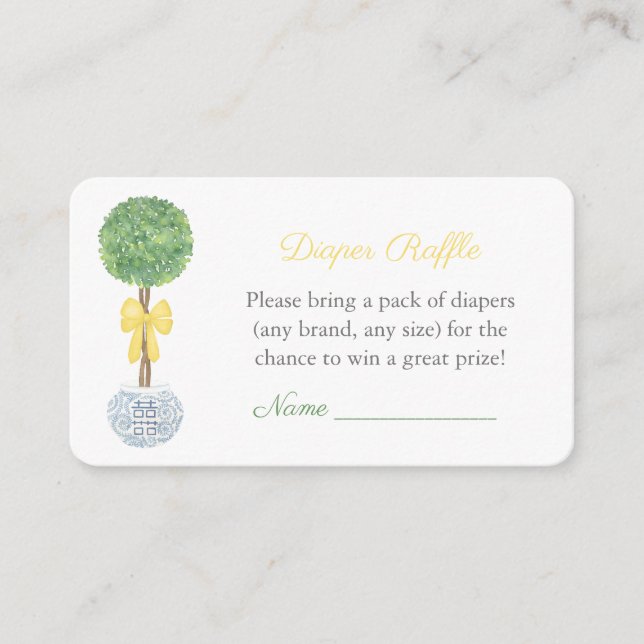 Preppy Gender Neutral Baby Shower Diaper Raffle  Enclosure Card (Front)
