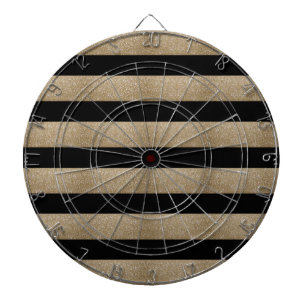 preppy geometric pattern black and gold stripes dartboard