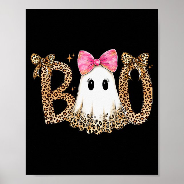 Preppy Ghost Boo,leopard Soky Coquette,halloween F Poster (Front)