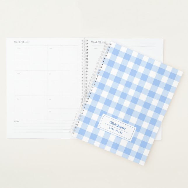 Preppy Gingham Blue Coworker Gift 2027 Monthly Planner (Display)