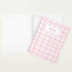 Preppy Gingham Gift for Her Personalised 2027 Pink Planner