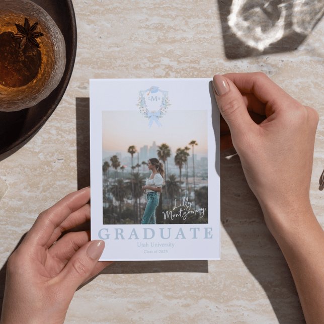 Preppy Gingham Graduation Photo Announcement (Creator Uploaded)