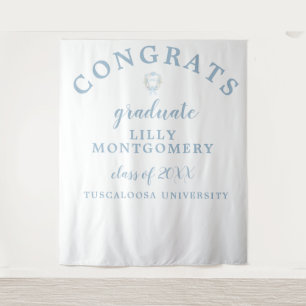 Preppy Gingham Monogram Graduation Photo Backdrop Tapestry